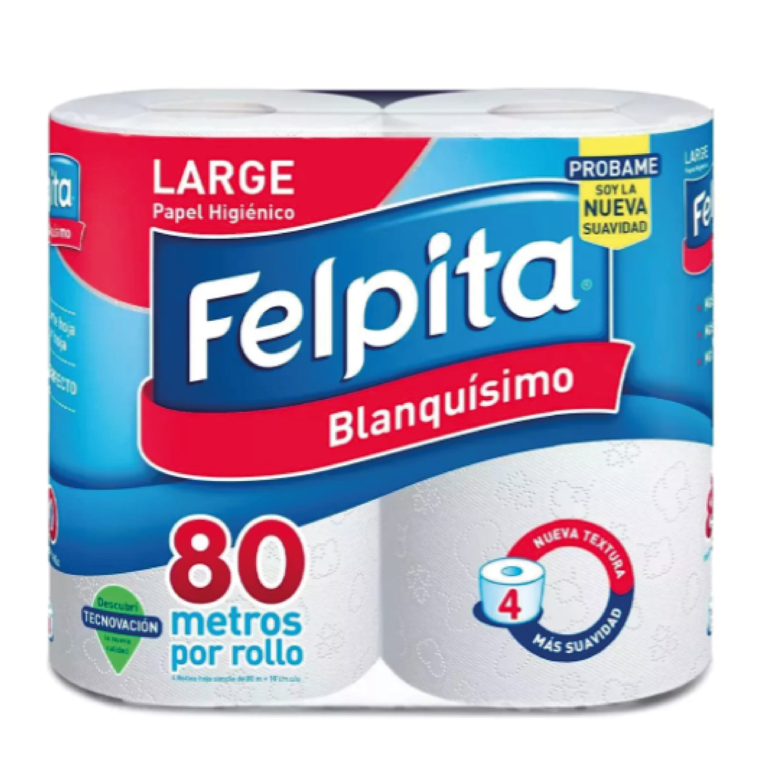 Papel Higiénico Felpita Premium Blanquísimo 80m X4 Rollos
