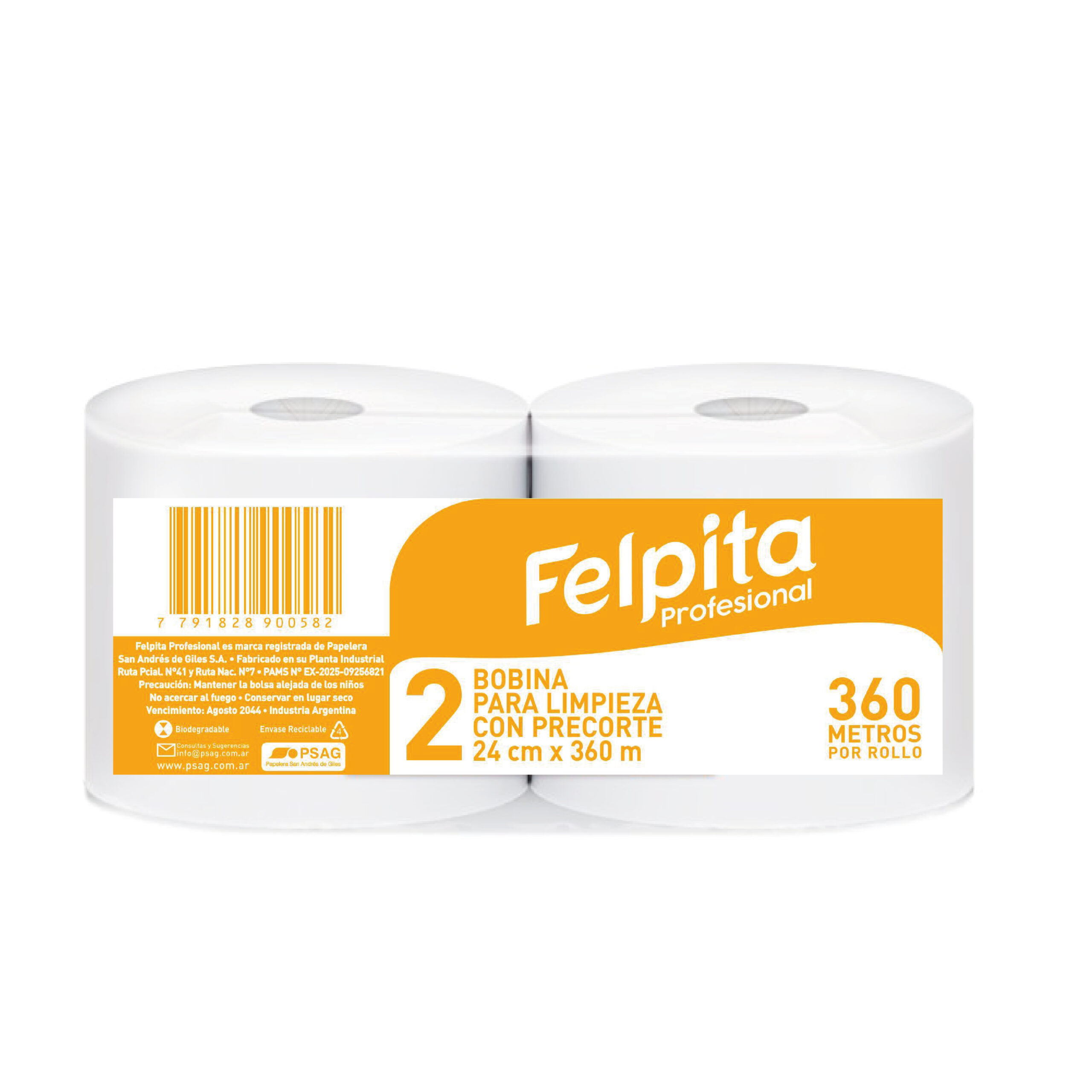 Bobina Limpieza Felpita Eco 2 Rollos X 360 Mt